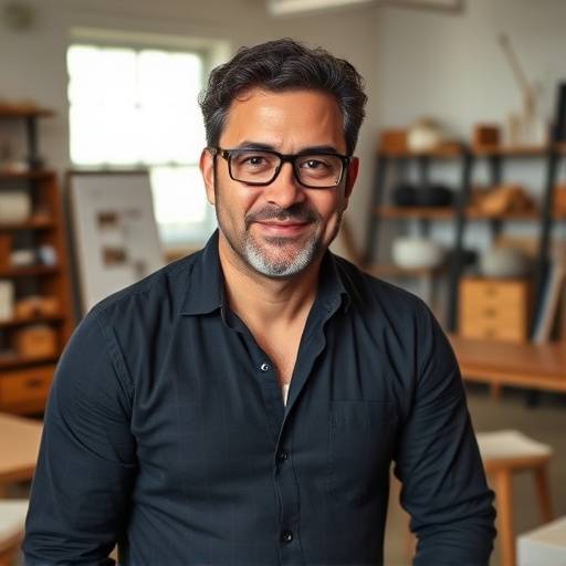 Retrato de Rafael Silva, Diretor de Design da Móveis Amazônia, em seu estüdio.